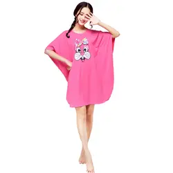 Новая Брендовая женская мягкий хлопок рукав "летучая мышь" ночная рубашка платье сладкий мультфильм плюс размер женщина свободные Ночные