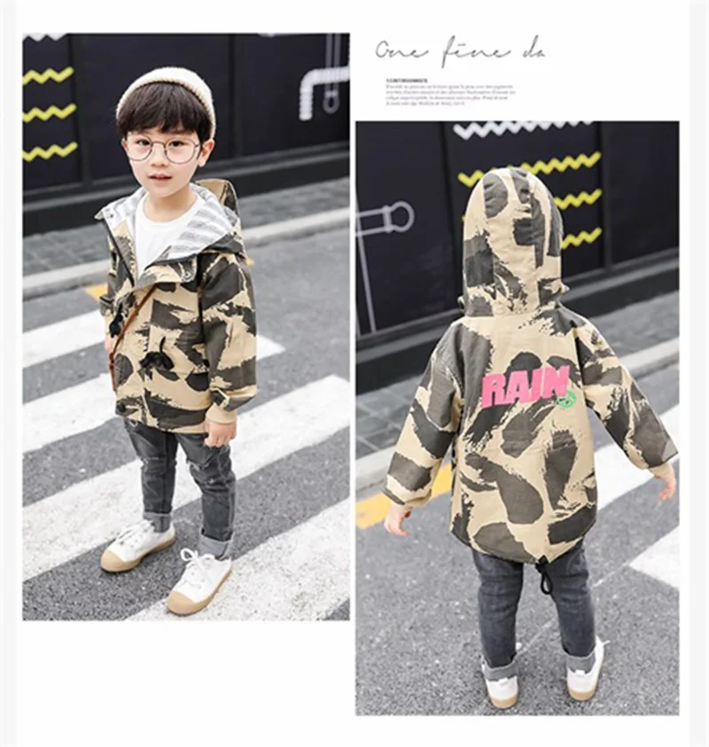 COOTELILI Hooded Kids Boys Jacket Windproof Outerwear & Coats Camouflage Baby Boys Coat Fashion Spring Children Clothing  (1)