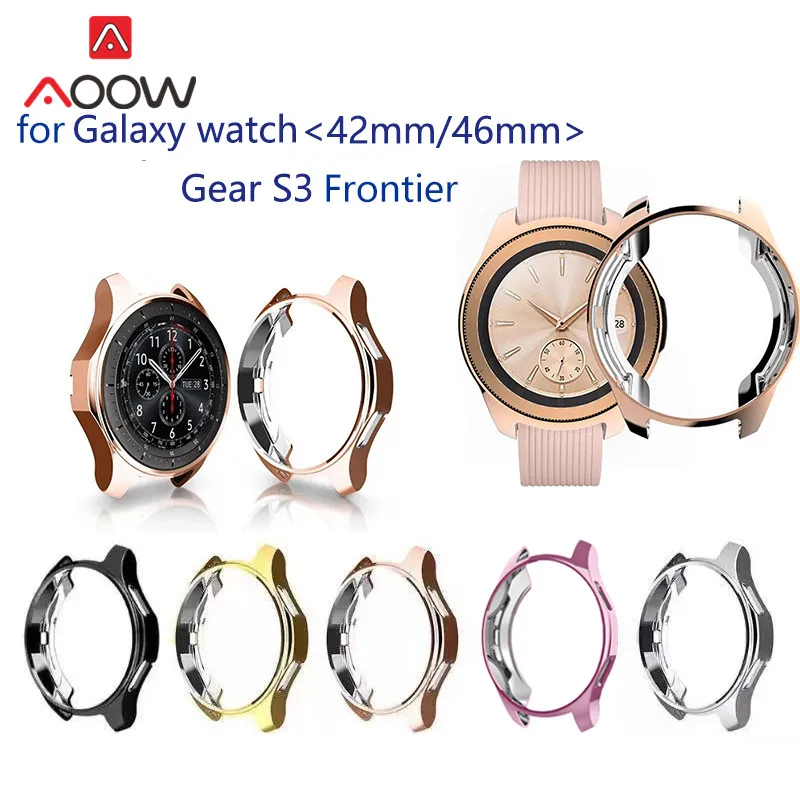 

Soft Ultra-thin TPU Protective Case for Samsung Galaxy Watch 42mm 46mm Plating Protector Cover Shell Band for Gear S3 Frontier