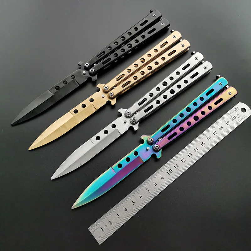 Новый складной нож бабочка тренировочный не острый для косплея Karambit Бесплатные