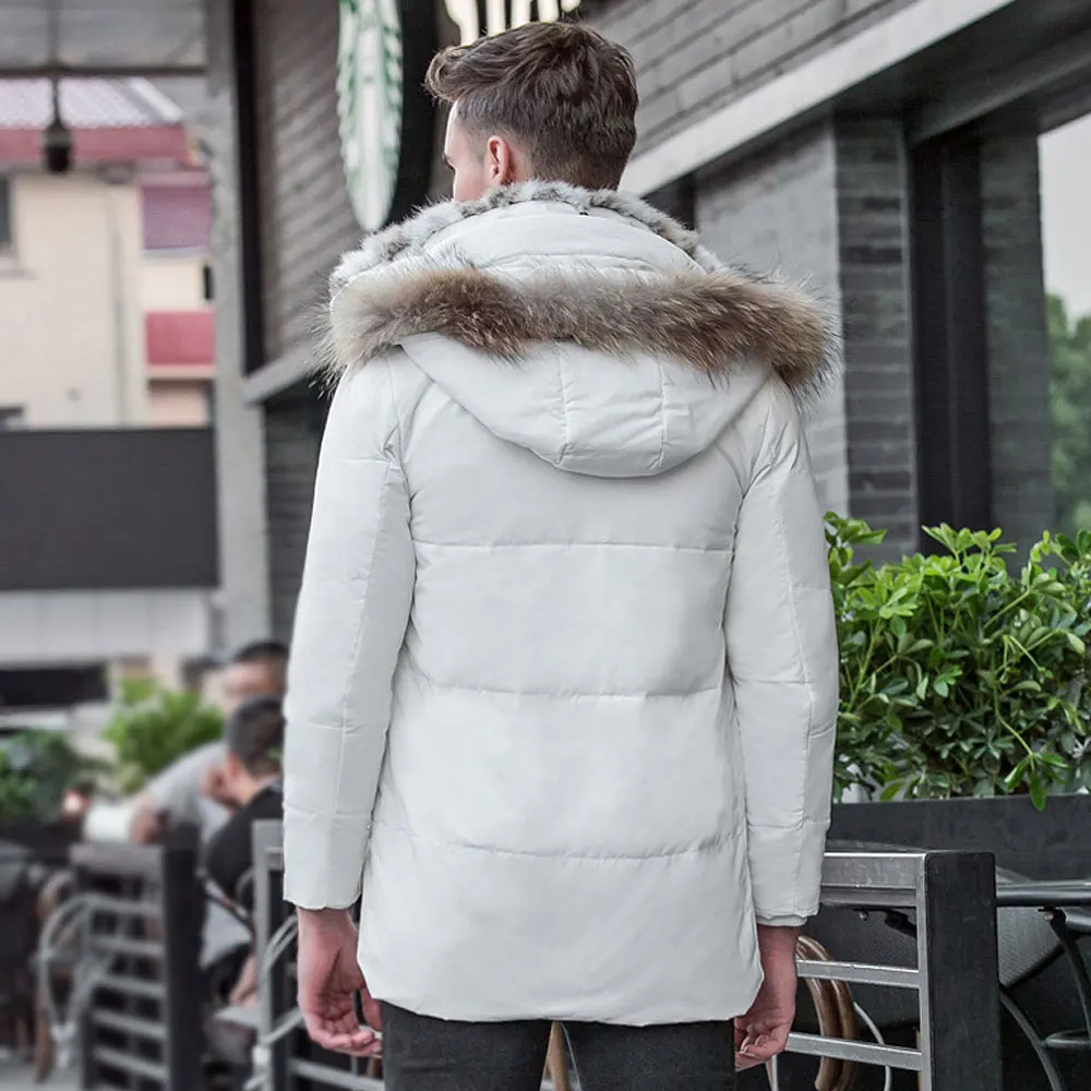 Модная брендовая одежда, зимнее теплое пальто, мужской био пуховик с меховым капюшоном, повседневная верхняя одежда, мужские толстые пальто для отдыха размера плюс