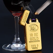 VOLTOP Gold Bullion Electric Arc Pulse Lighter Windproof Cigarette Lighter USB Charge Relief Cool Noble Rich Smoking Accessories