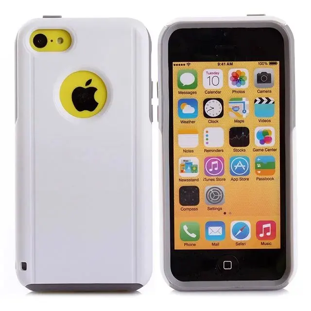 white DHL 2 в 1 пластик+ ТПУ чехол для iphone 5C, Жесткий Чехол для iphone 5C ударопрочный чехол pc+ tpu чехол 100 шт/партия - Цвет: white