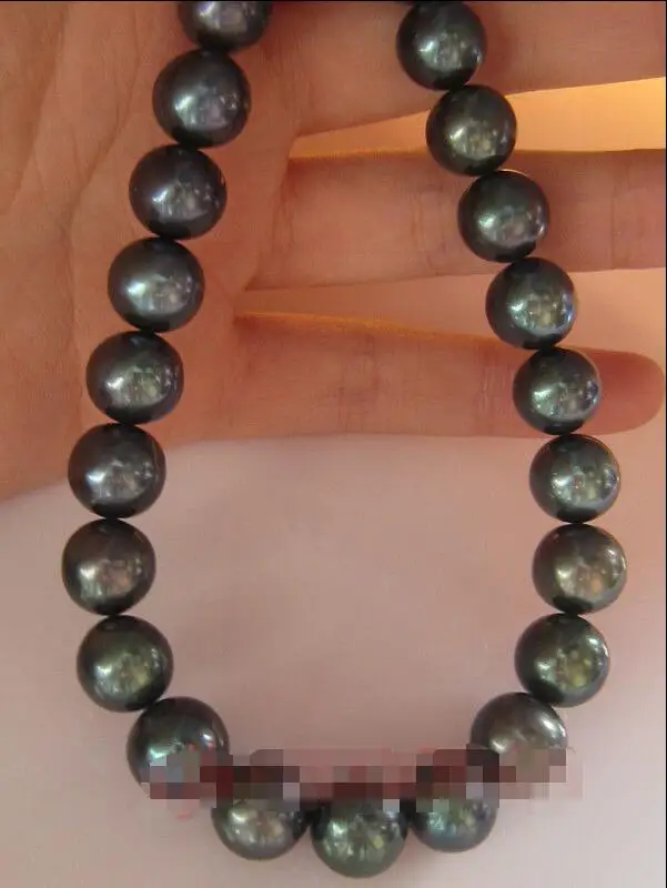 

Free shipping hot sale Women Bridal Wedding Jewelry >>REAL AAA natural 11-12 mm tahitian south sea black pearl necklace 17 ''