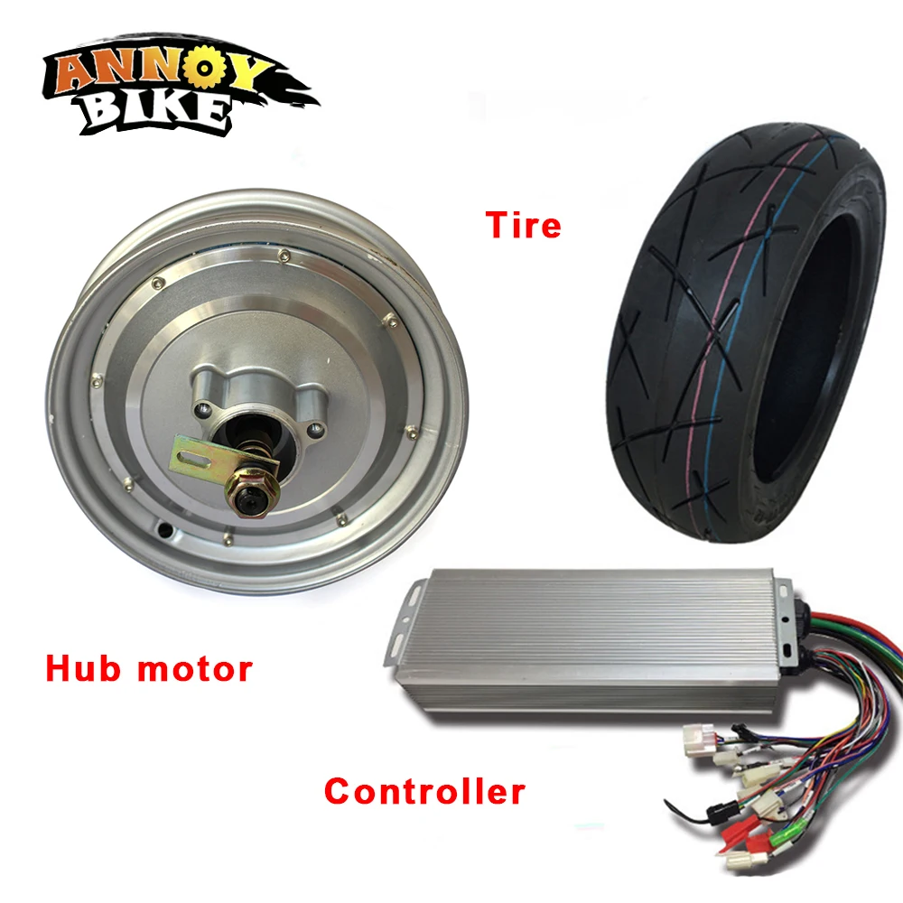 Discount 10 Inch 48V 60v 72v Hub Motor 1000-2000W Hub Motor Kit With matched Controller For Electric Motorcycle DIY Green Car DIY Wheel 0