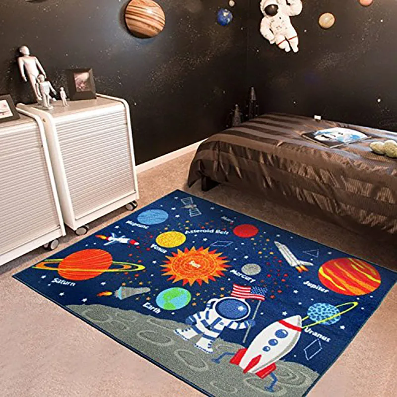 

Galaxy pattern blue space carpet textile rug small floor mat no slip back rug cute blanket kids room rug machine washable rug