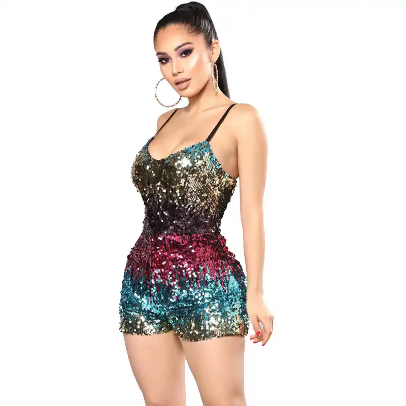 glitter short jumpsuit