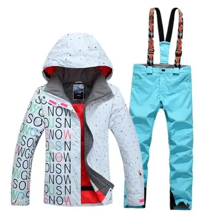 GSOU SNOW женский двойной Лыжный костюм с одной доской уличная Толстая теплая дышащая водонепроницаемая Спортивная Лыжная куртка+ лыжные штаны размер xs-l - Цвет: one