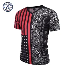 Brand Bandana T Shirt Men Hip Hop Tee Harajuku Shirts For Camisa Masculina Stripe With Short Sleeve V-Neck Tops