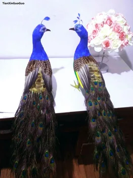 

beautiful feathers lovers peacock bird hard model large 80cm simulation peacocks one pair, home garden decoration gift s1506