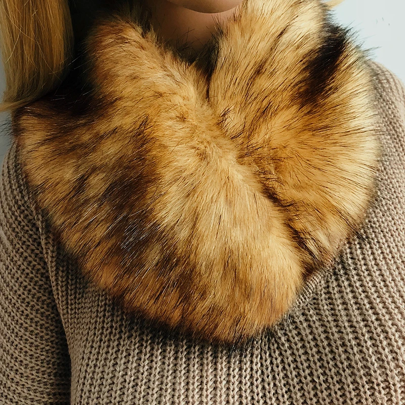 

Christmas Gifts Winter Women's Faux Fur Cape Scarf Winter Warm Fur Collar Chic Accessories Shawl Winter Gifts Faux Fox Fur Scarf