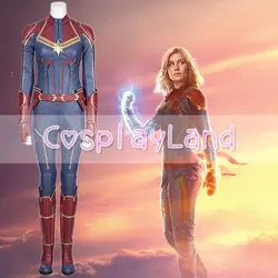 2019 Марвел Капитан Carol Danvers Косплей Костюм Костюмы супергероя Косплей мисс Марвел комбинезон Марвел Капитан костюм наряд