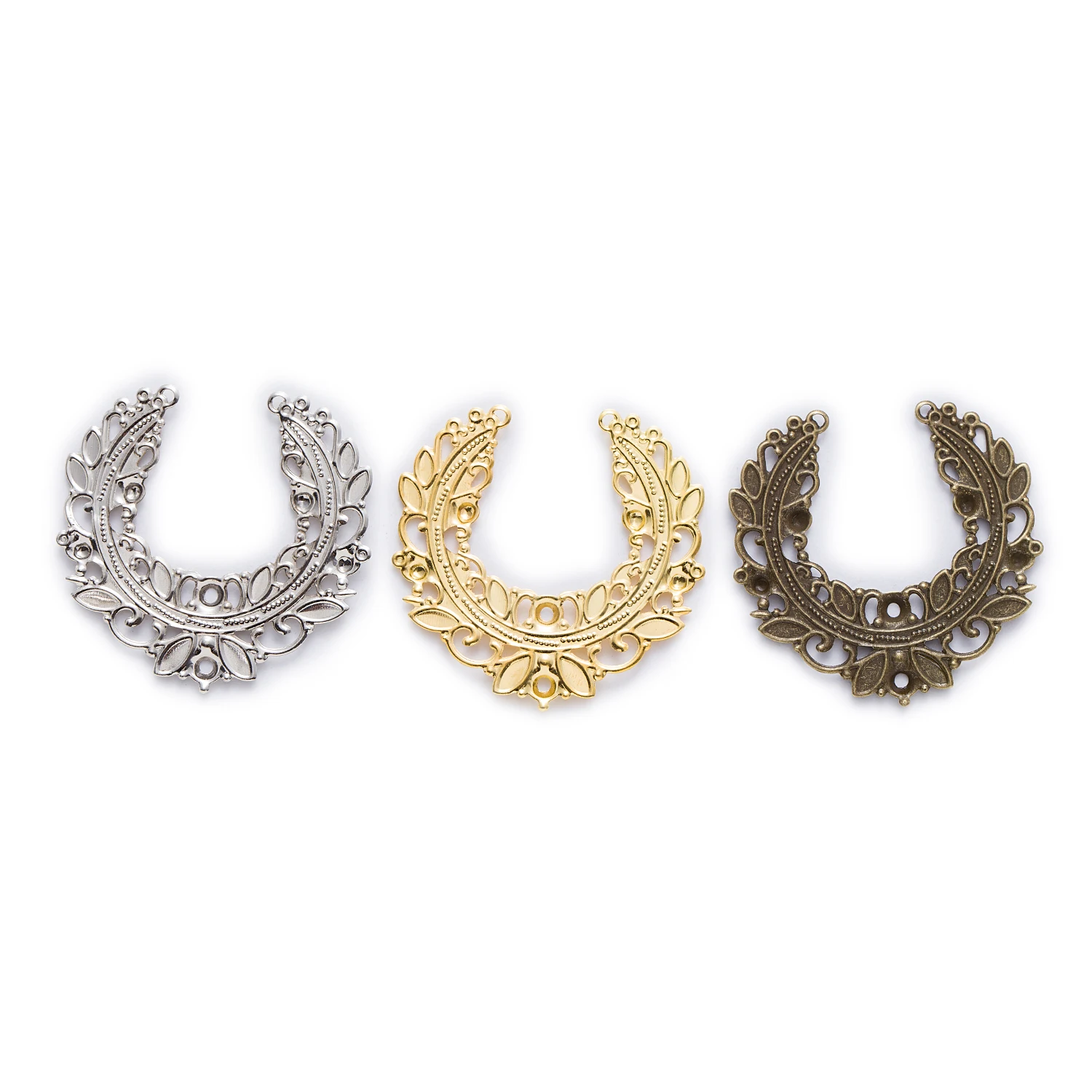 

10 Pcs 3 Color Hollow Round Filigree Wreath Jewelry Making DIY Connnector Embellishments Findings 45mm