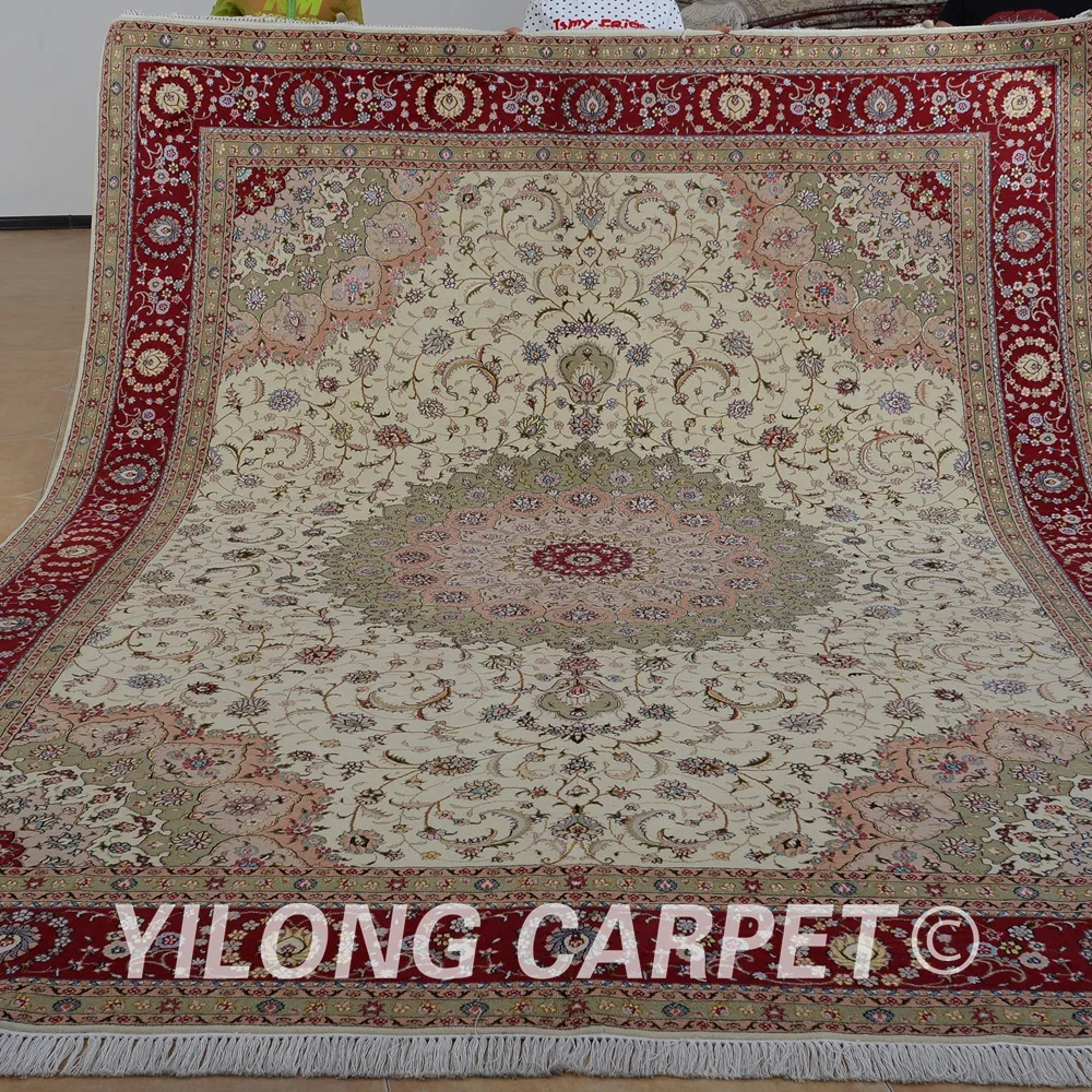 Yilong 9'x12' Oriental plain wool silk carpets handmade exquisite