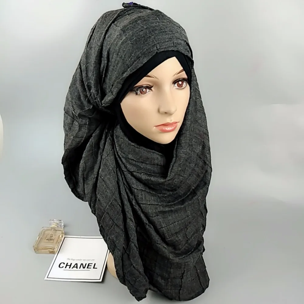 N9 высокое качество хлопок квадрат crinkle хиджаб шали шарфы для женщин 180*90 см можно выбрать цвета