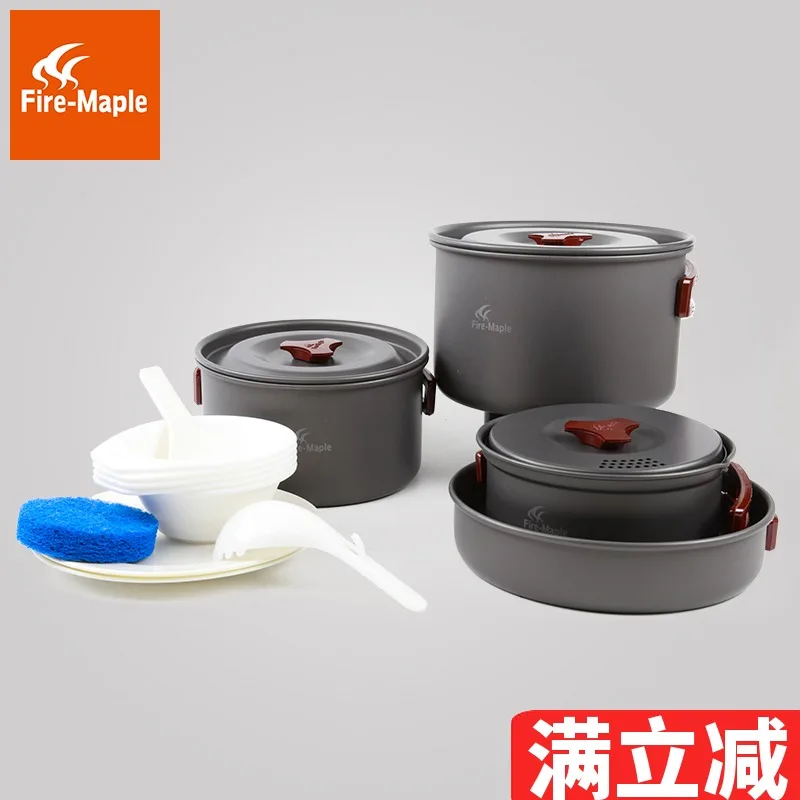 

Fire MapleFMS-201/203/206 Cost-effective Outdoor Camping or Picnic Portable Pot Set with Folding Handle and Mesh Carrying Case