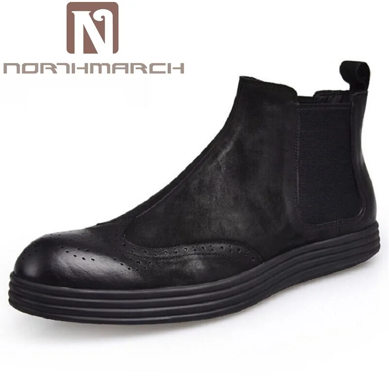 

NORTHMARCH Genuine Leather Men Chelsea Boots Retro Fashion Solid Cow Leather Men Winter Shoes Ankle Men Shoes Stivali Uomo Pelle
