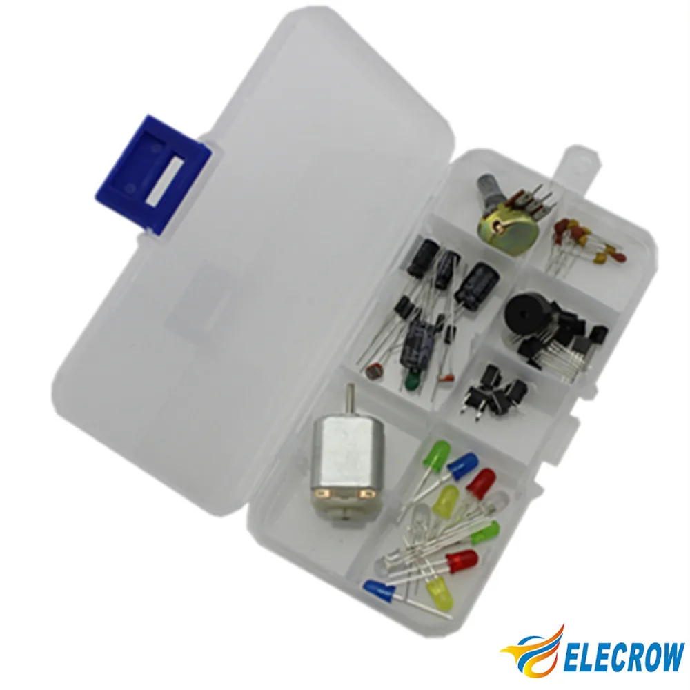 Elecrow Common Component Kit for Arduino Starter Beginners with Plastic Box Including13 Components |
