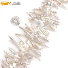 Драгоценный камень внутри натуральный большой V форма Топ Просверленный белый палочка ТОЧКА Biwa Пресноводный Культивированный жемчуг бусины для ювелирных изделий making15''