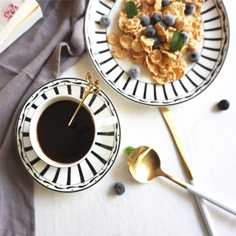 Buy 8 inch 10 inch Black and white bone porcelain