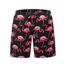 Новинка, быстросохнущие летние мужские пляжные шорты с фламинго, мужские шорты для плавания, пляжная одежда, мужские плавки XXL