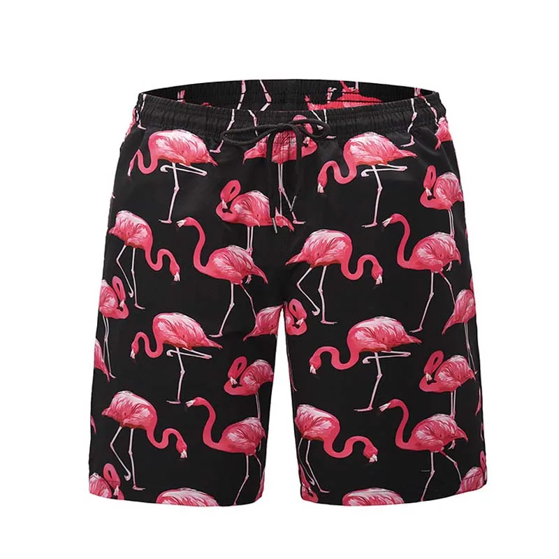 

New Quick dry Summer Mens Flamingo Board Shorts Mens Siwmwear Swim Shorts Beach Wear Briefs For Men Swim Trunks XXL