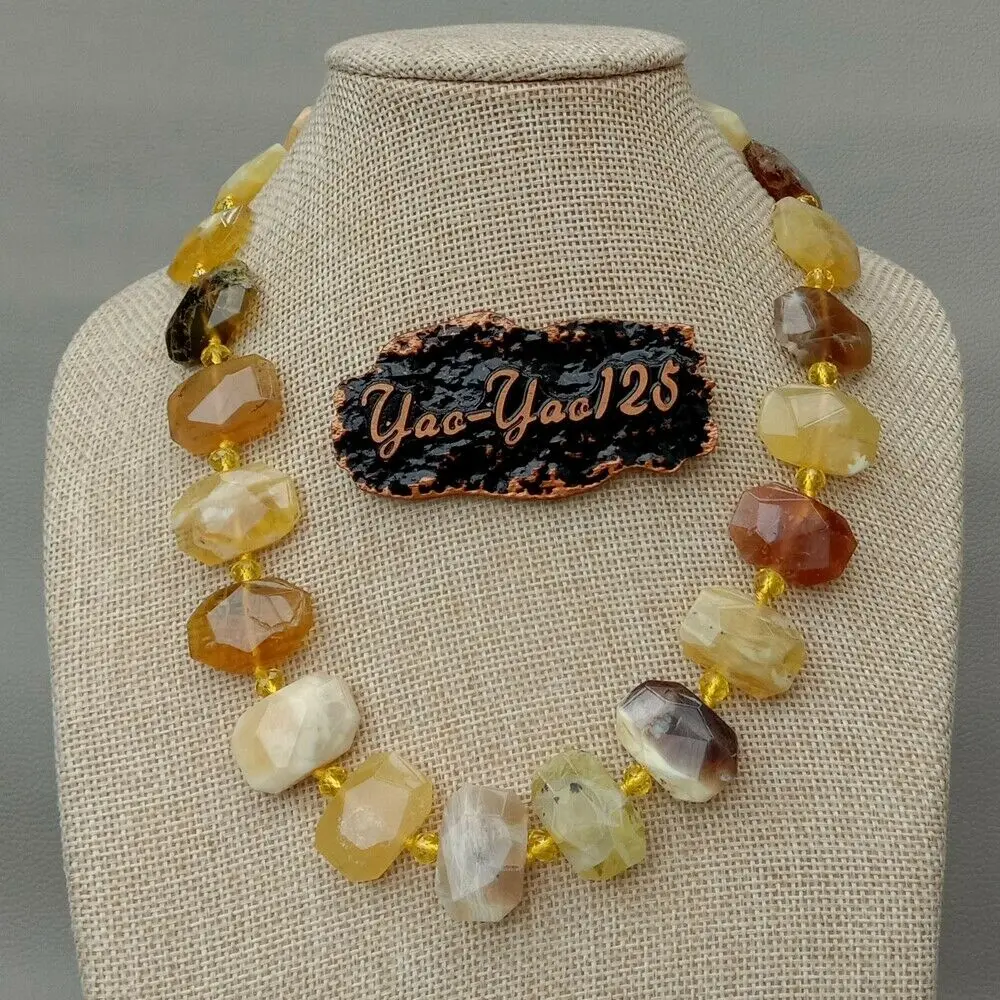 

19" Natural Yellow Opal Rectangle Necklace