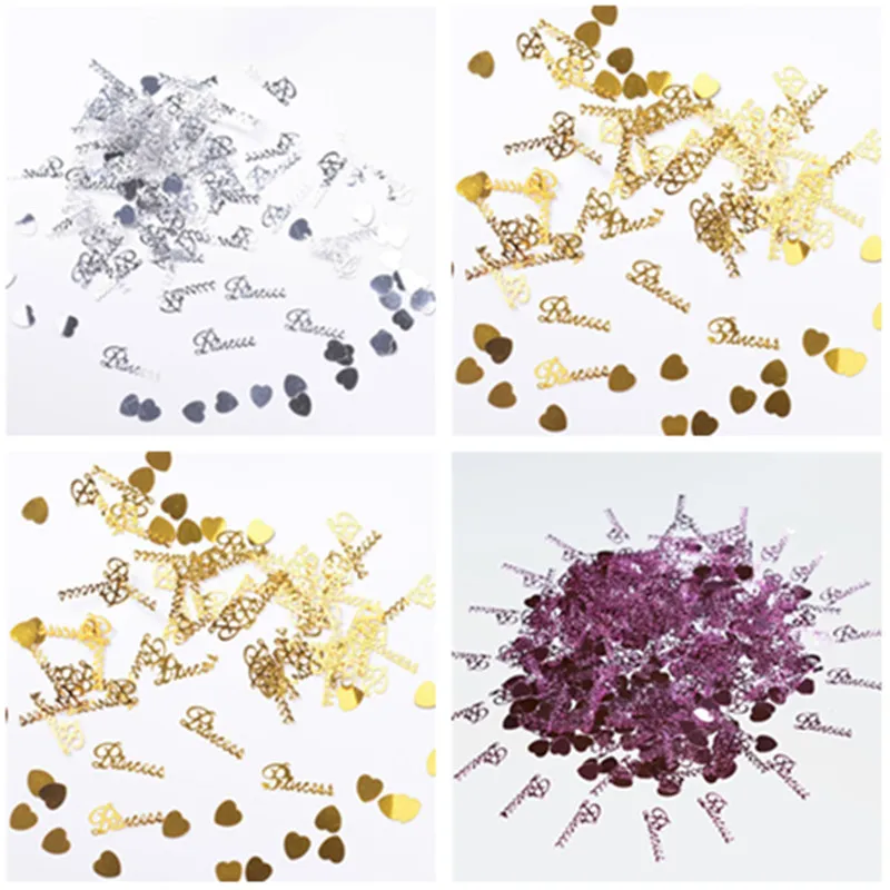 

15g Cute Princess Sequins Heart confetti Girl Baby Shower Decoration Crown Princess Glitter Birthday Party Decor