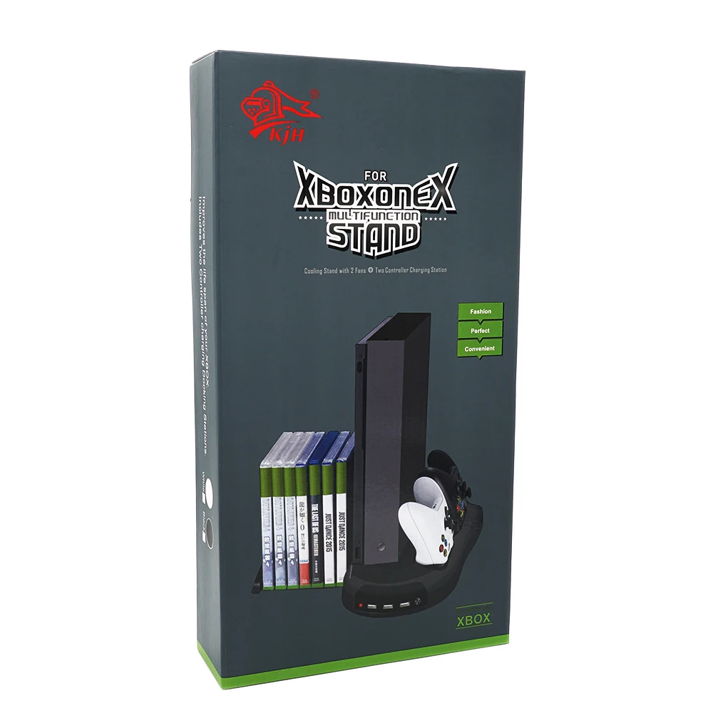 Вертикальный подставка охлаждающий вентилятор для Xbox One X зарядная станция диски