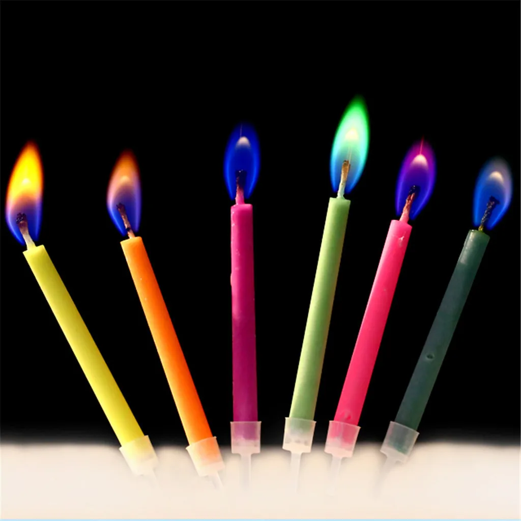 6 шт. свечи для дня рождения, свадебного торта, свечи, безопасное пламя, десерт, украшение, разноцветная свеча# YJ