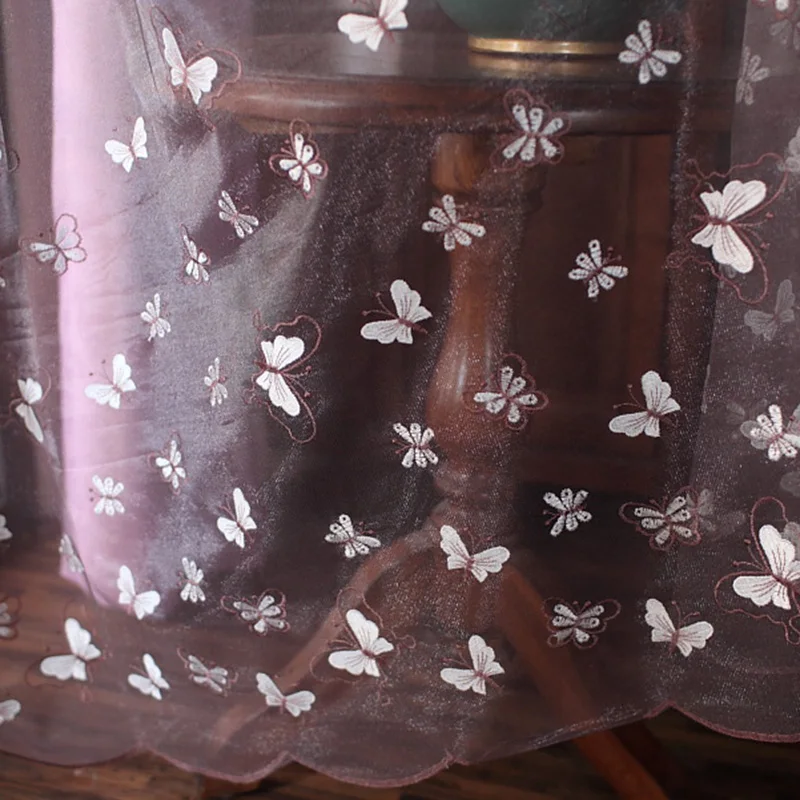 Современные прозрачные Занавески с бабочками, занавески для детской комнаты, вышитые тюлевые занавески для спальни, гостиной, кухонные оконные шторы
