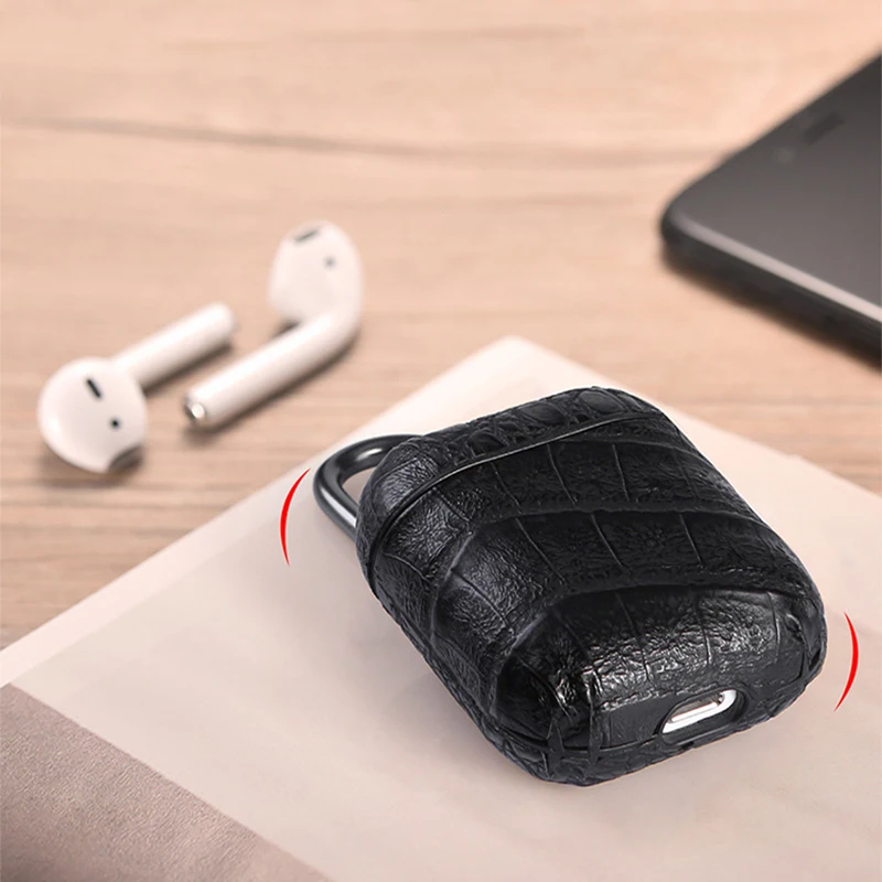 Кожаный чехол для Apple Airpods чехлы зарядки наушников Красный защитный Air Pods Arpods