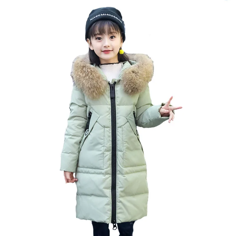 2018 Girls Winter Warm Fur Collar Down Jacket Kid Winter Snowsuit Child ...