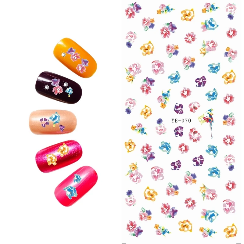 

1X WATER DECAL NAIL STICKER WATER COLOR PAINTING FLOWER STRAMONIUM ROSEBUSH YE070-075