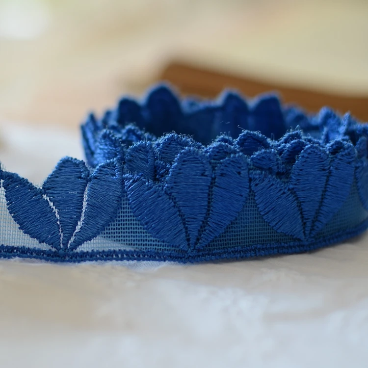 1/метр Синий водорастворимые кружева вышитые марли|gauze apparel|gauze fabriclace flower |
