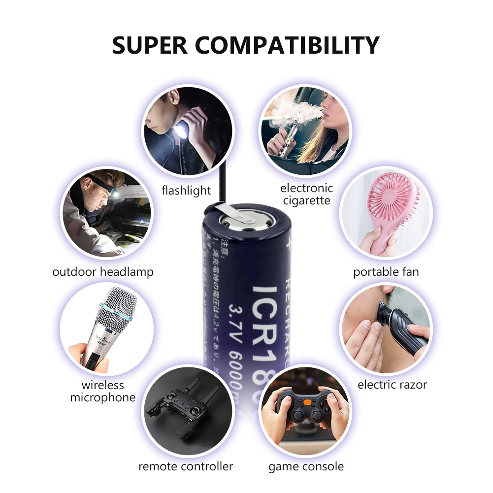 18650 6000mAh 3 7 V литий ионный перезаряжаемый аккумулятор для электронных сигарет с