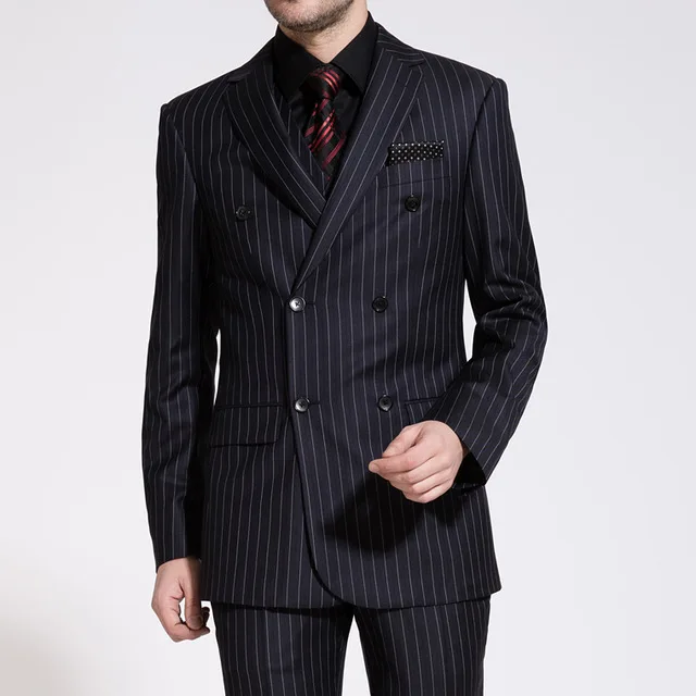 2017 Slim Fit Black Stripe font b Men b font font b Suits b font Tailored