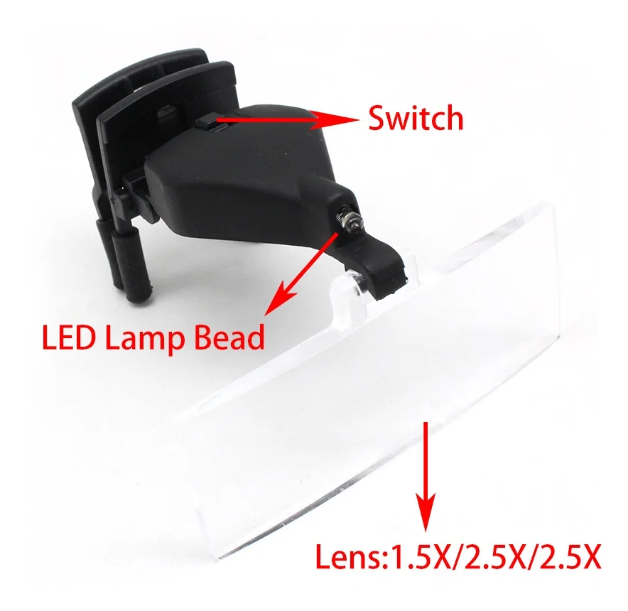 1,5X, 2,5X, 3,5X, складываемые увеличительные очки со светодиодной лампой, руки свободны, линзы с зажимом, лупа для вышивания, рисования, рассматривания растений