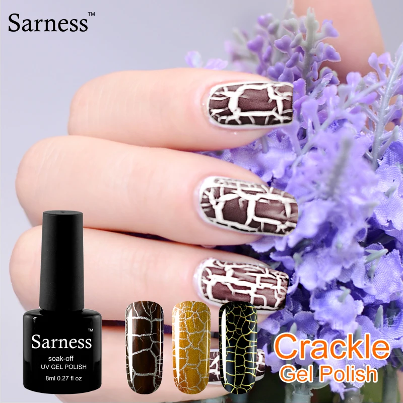 

Sarness 12 Colorful Lucky Crack Nails Polish Gel Lacquer 30 Day Professional Cracking Nail Semi Permanent Crackle UV Gel Varnish