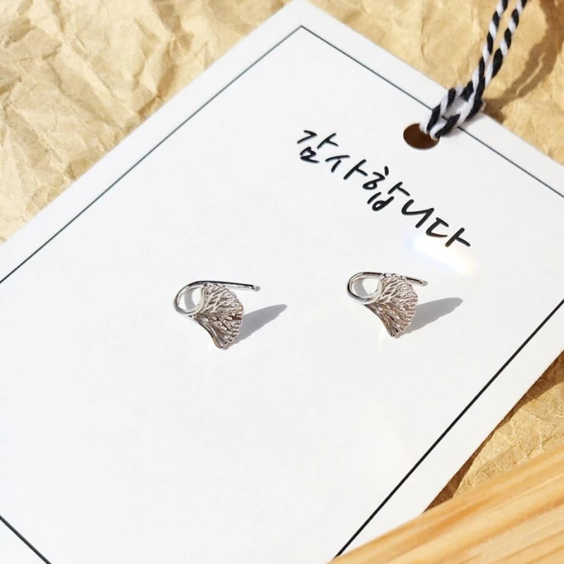 

Ginkgo Biloba Korea Wild 925 Sterling Silver Temperament Personality Trendy Female Stud Earrings SEA126