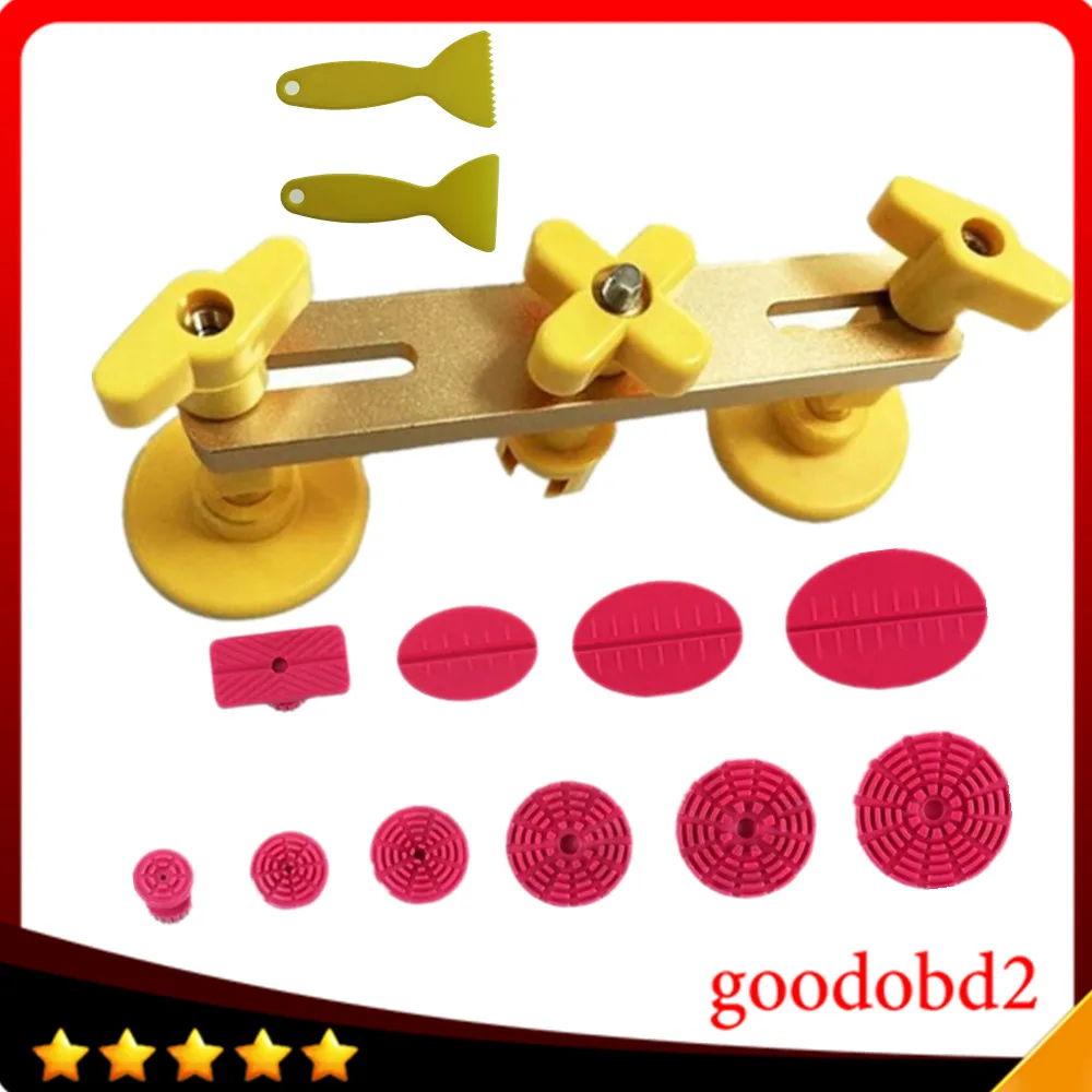 

Car PDR Tools Dent Removal Paintless Dent Repair Tools Puller Glue Tabs Hand Tool Set 10pcs red tab with bridge Rubber hammer