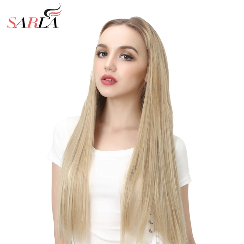 SARLA 50 шт./партия 60 см 2" Длинные прямые накладные волосы u-части высокотемпературные синтетические шиньоны UH16
