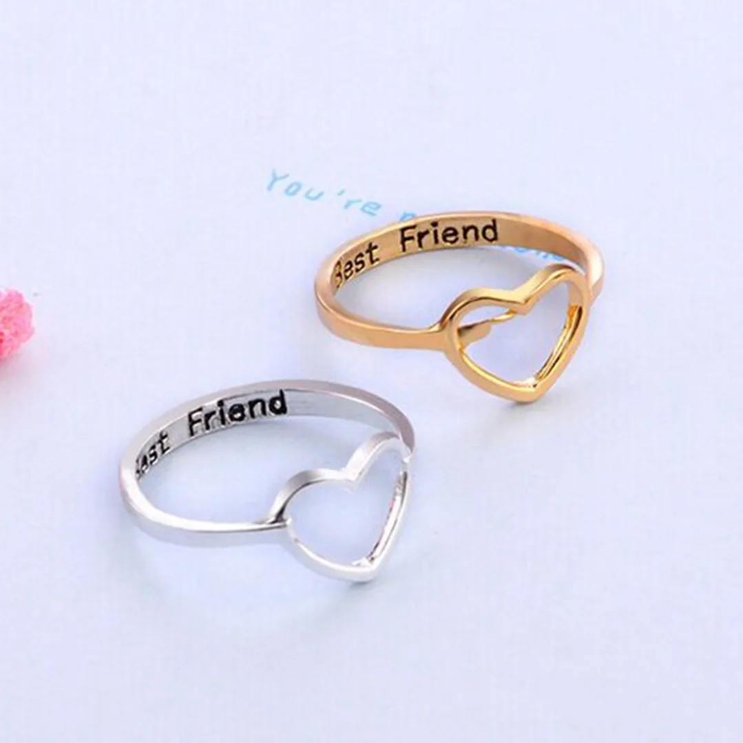 1pcs Best Friend Heart Ring Fashion Promise Jewelry Anel Bague Femme Charming Love Stackable Finger Rings Shellhard