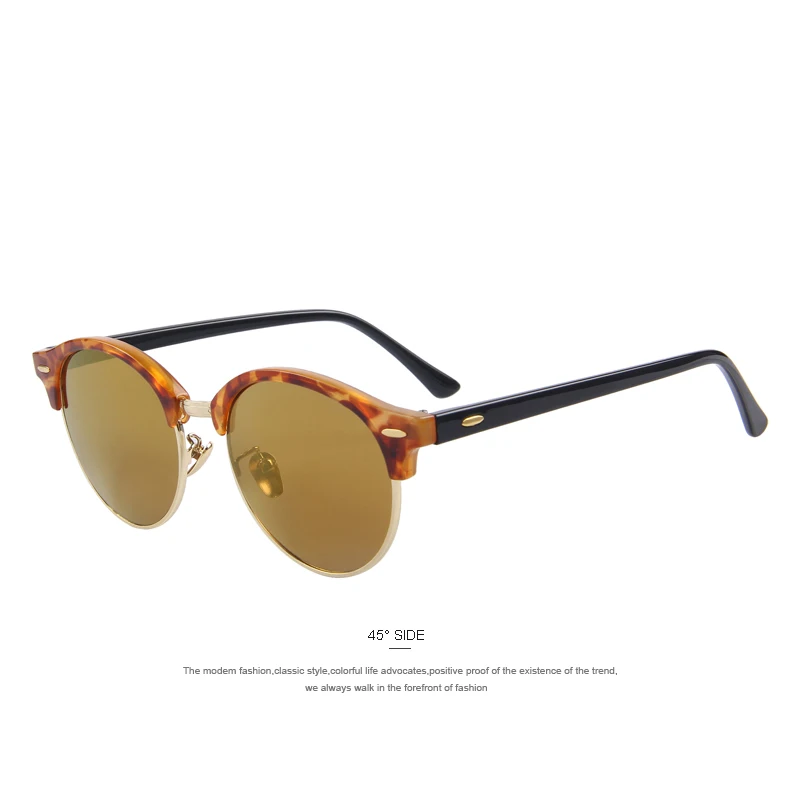 Merry's, женские ретро поляризованные солнцезащитные очки с заклепками, Классические брендовые Дизайнерские мужские солнцезащитные очки, полуоправа S'8054 - Цвет линз: C07 Leopard Brown