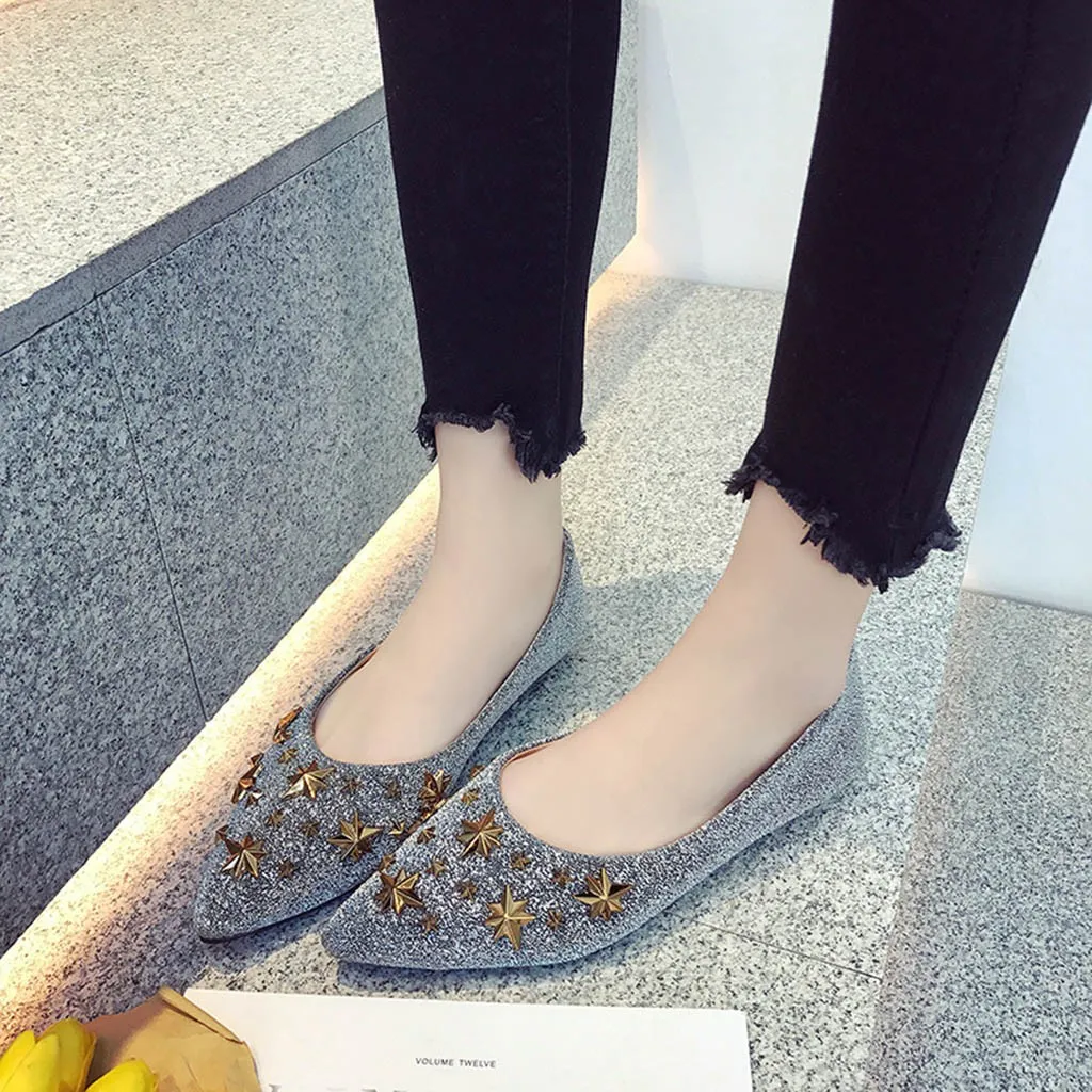 

Women Summer 2019 High Heels Shoes Bling Star Pointed Toe Ladies Wedding Shoes Zapatos De Mujer