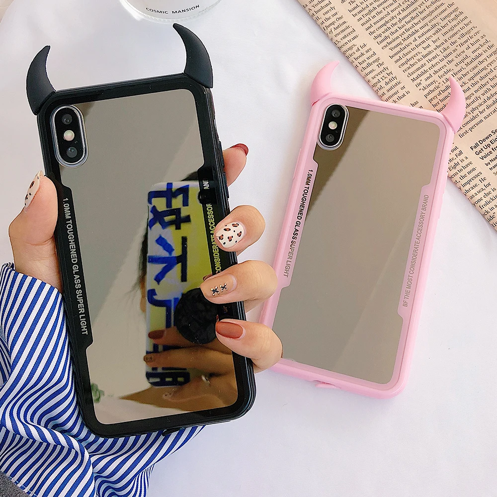 3D Cute Little Devil Horn Case For iPhone X Xs 10 6 6s 7 8 Plus Make up