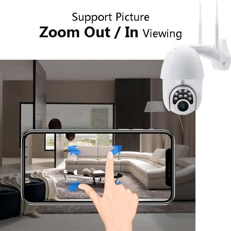 6x Zooom HD 1080P WI-FI IP Камера 8 светодиодный открытый безопасности Камеры Скрытого видеонаблюдения/Ночное видение/IP66 Водонепроницаемый/PTZ/2-полосная аудио