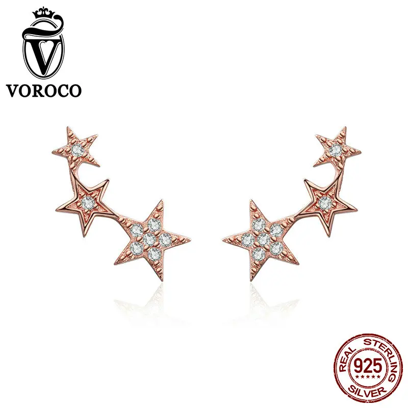 Женские серьги гвоздики VOROCO из стерлингового серебра 925 пробы с блестящими