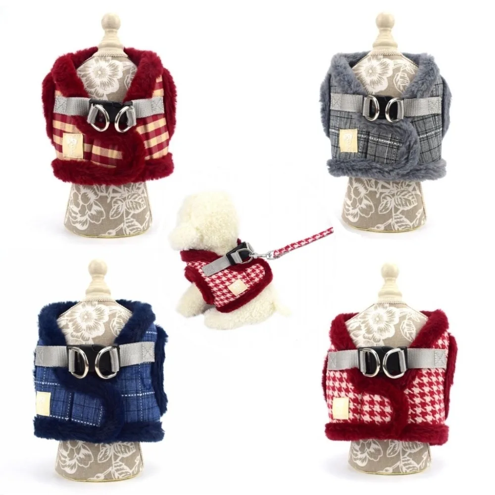 

Dog Pet Harness Winter Warm Fleece Dog Vest Harness Coat Leash Set Soft Outdoor M L XL arnes perro harnais de chien