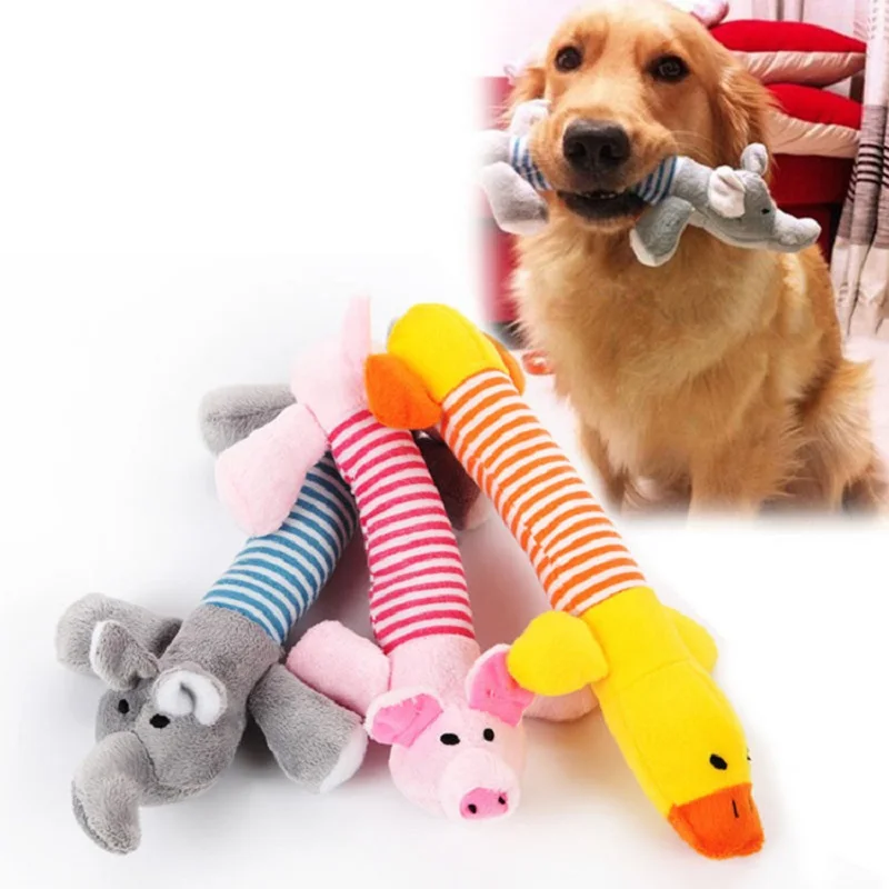 

Cartoon Wild Squeaky Toys For Dogs Funny Fleece Durability Plush Chew Teeth Cat Toy For All Pet Elephant Duck Pig Puppy Supplies